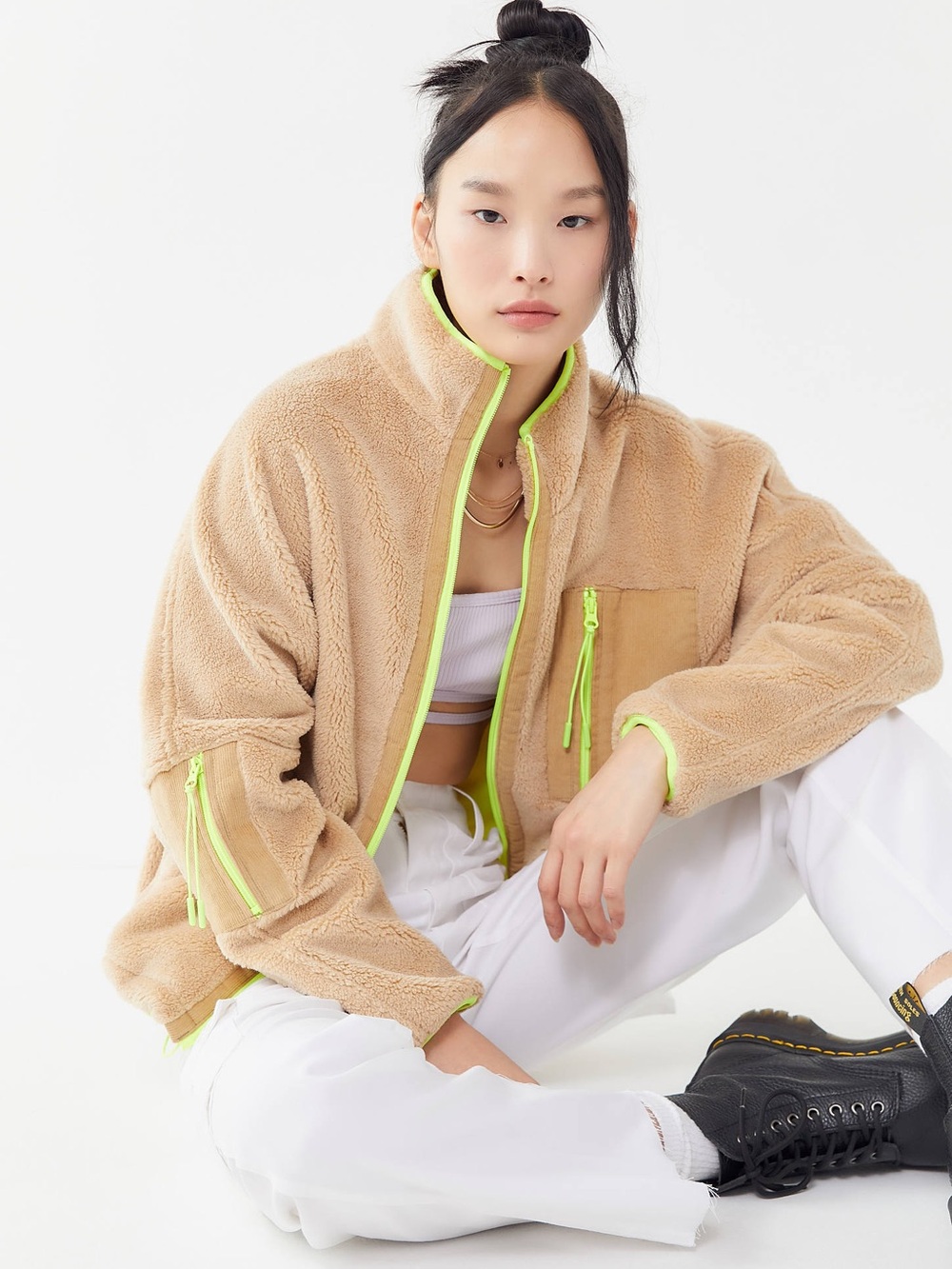 BDG | IETS FRANS Fleece Neon Trim Zip-front Jacket